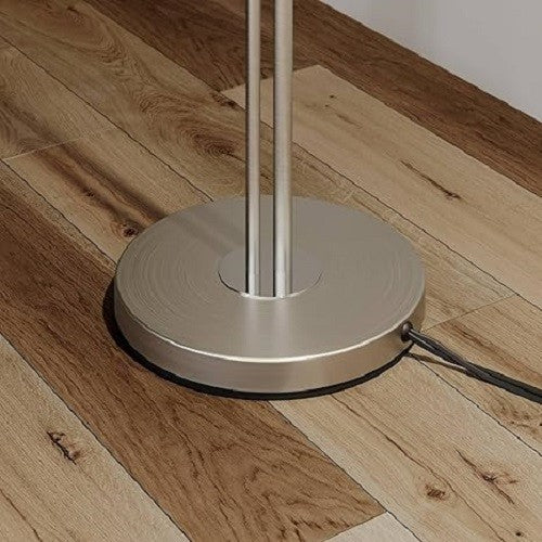 Modern Floor Lamp with Fabric Shade Standing Light Reading Lamp Silver