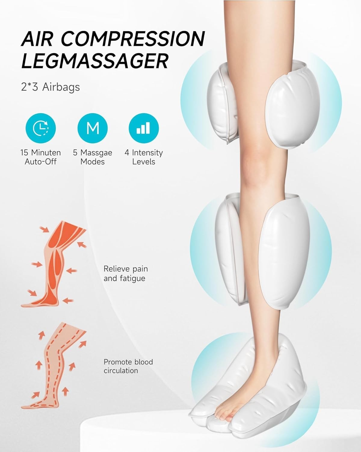 Leg Massager for Circulation with Heat, Compression & Foot Pain Relief