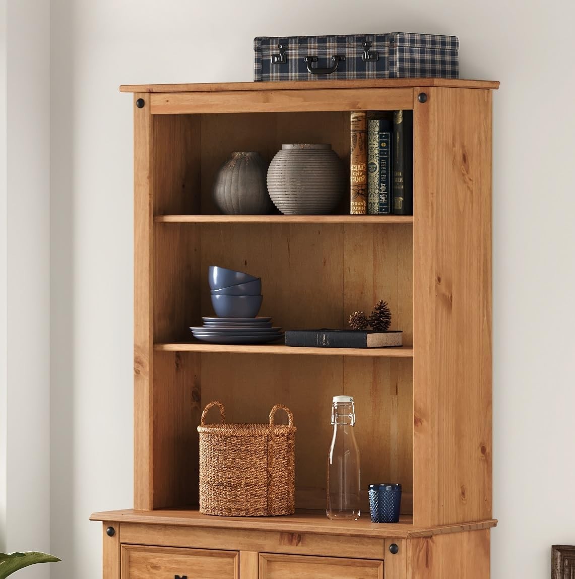 Wood Small Buffet Hutch 2 Doors 2 Drawers 176H Sideboard