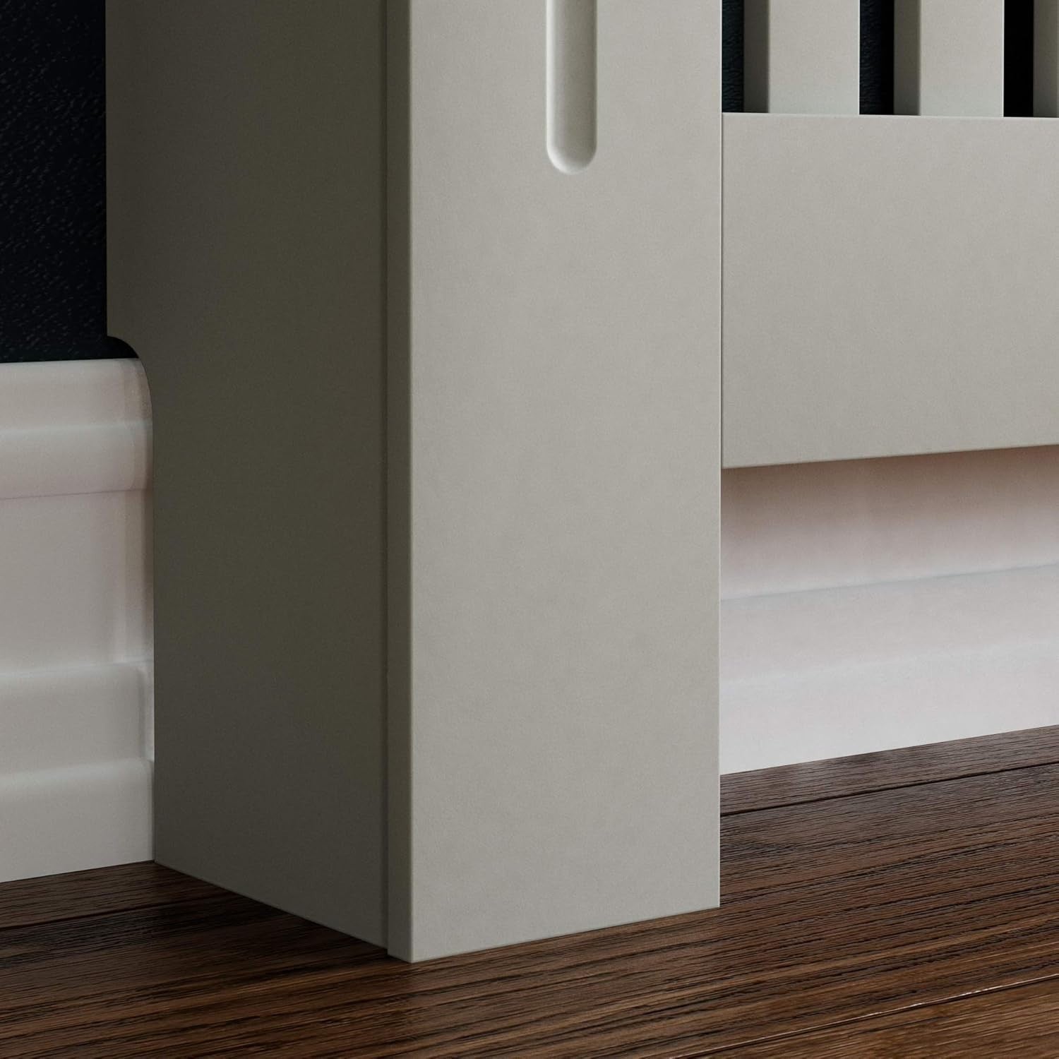 Small Olive Grey Radiator Cover Cabinet MDF Slatted Grill with Wood Top Shelf