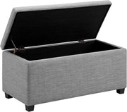 Light Grey Upholstered Storage Ottoman Bench with Soft Close Lid Linen 90x42x43