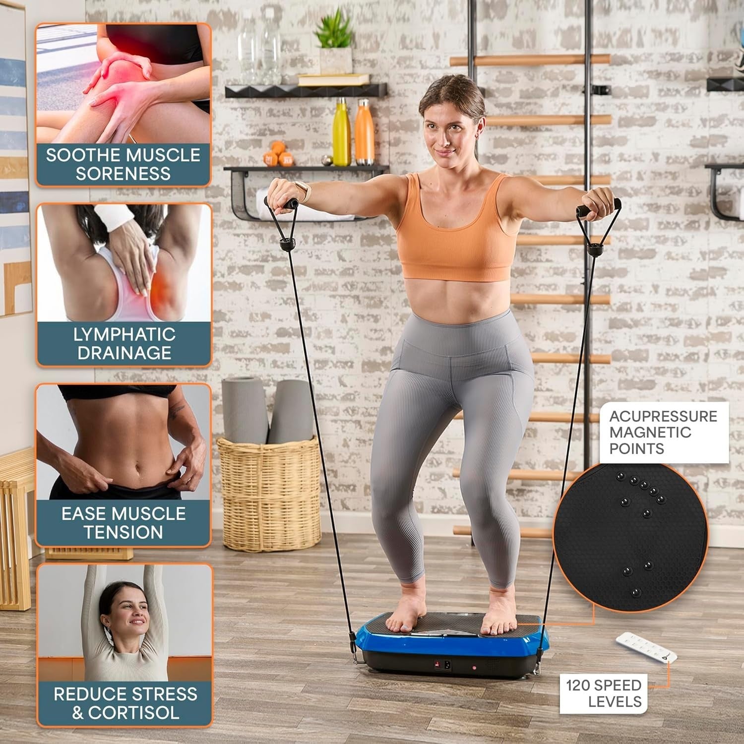 Acupressure Vibration Plate Exercise Machine 120 Speeds Lymphatic Home