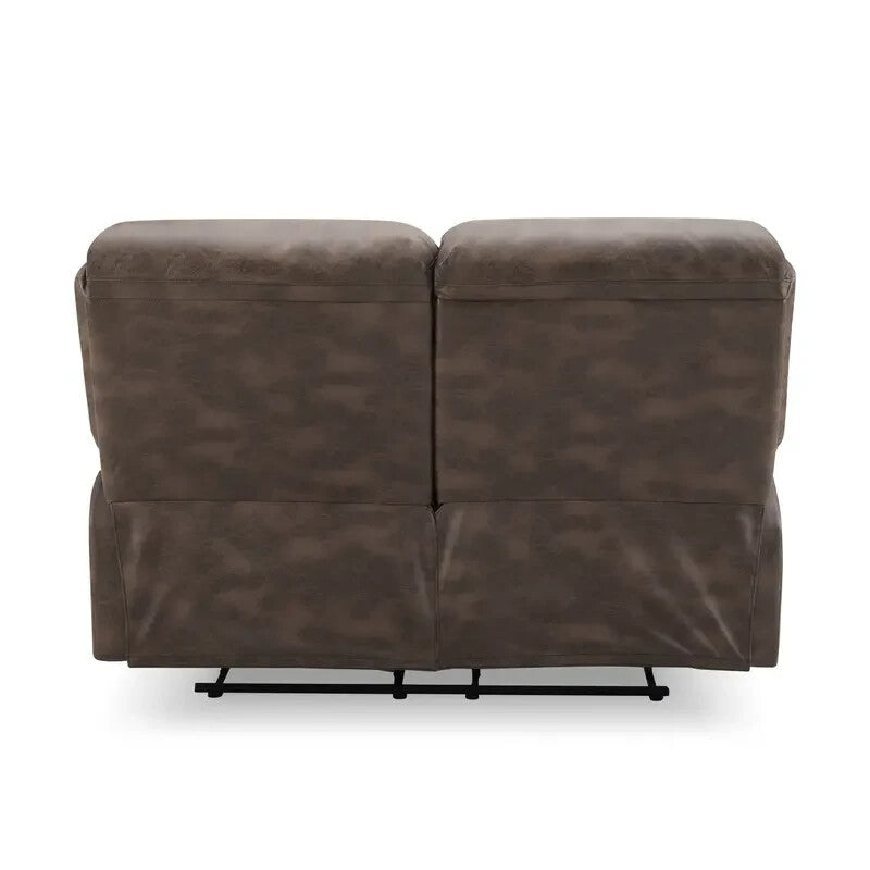 2 Seater Manual Recliner Sofa Brown Faux Leather Padded Armrests
