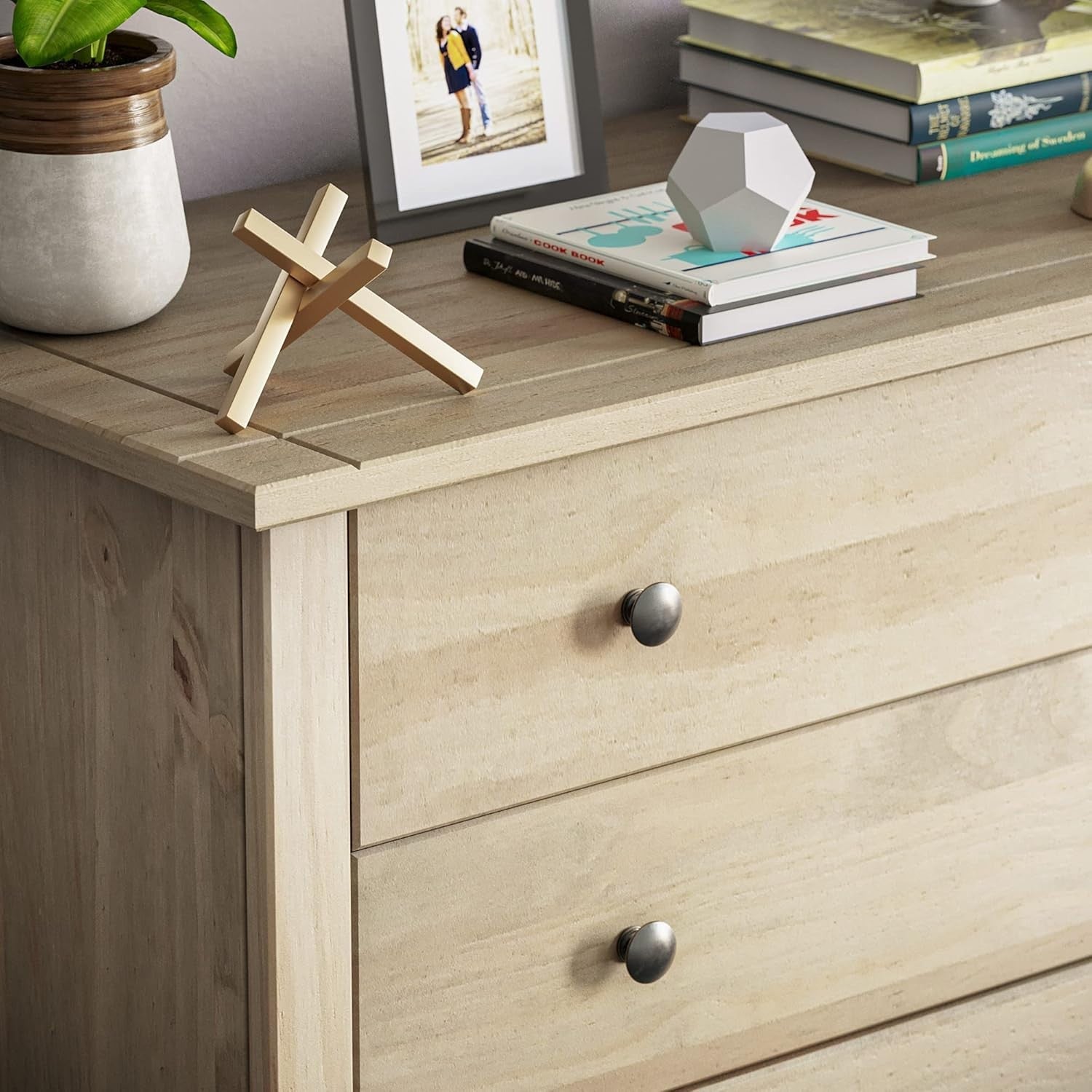 Solid Pine 4 Drawer Chest Wood Wax Finish Storage Unit Bedroom Modern
