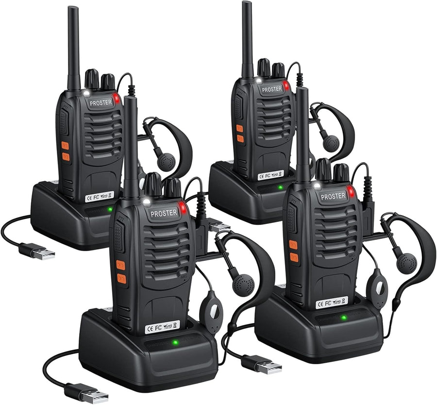 Proster Walkie Talkies 4 Pack Long Range Rechargeable VOX 2 Way Radio