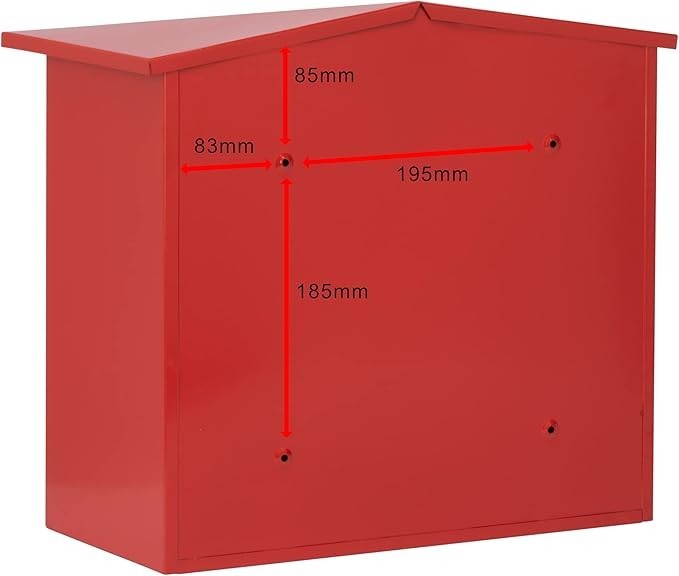 Large Wall Mounted Steel Post Box – Lockable, Weatherproof, A4 Slot, Red Finish