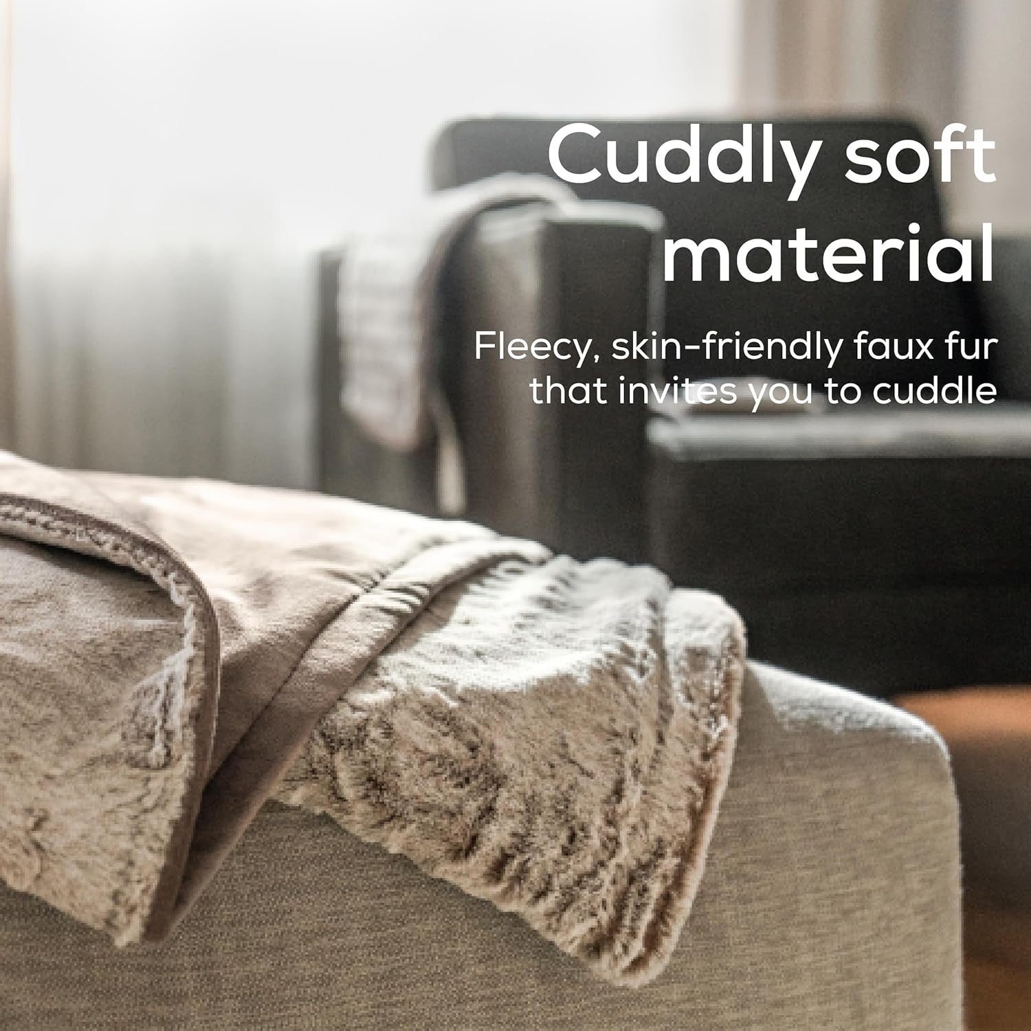 Electric Heated Throw Blanket 6 Heat Levels Auto Shut Off Faux Fur Soft Warm
