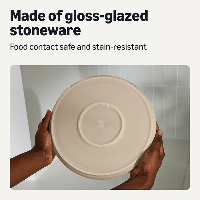 18pc Stoneware Dinner Set Plates Bowls Service for 6 Dishwasher Safe Grey