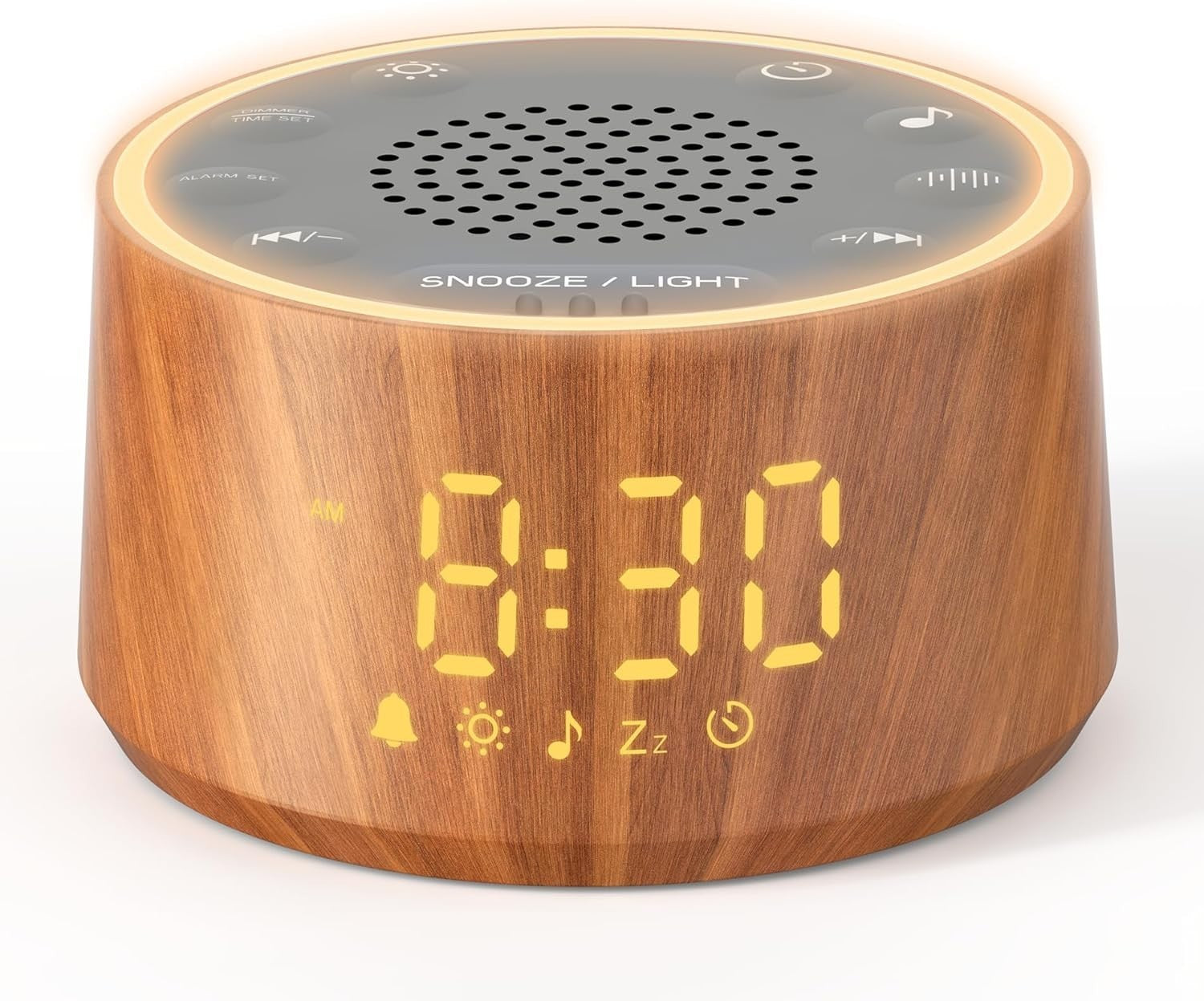 Baby Wood Grain Noise Machine with Night Light – 25 Soothing Sounds, Alarm