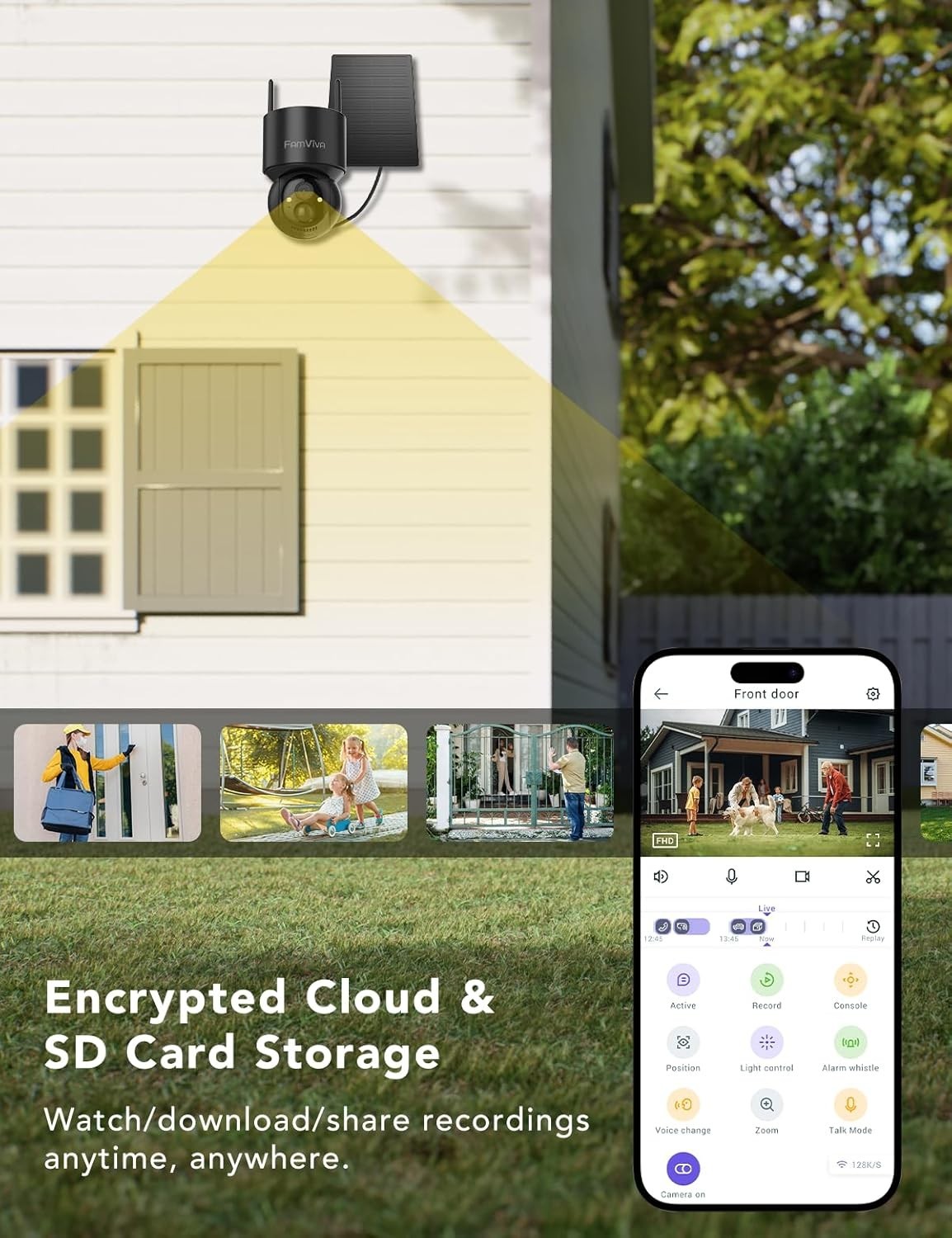 2K Solar Security Camera Wireless Outdoor PTZ 360° WiFi IP66 CCTV