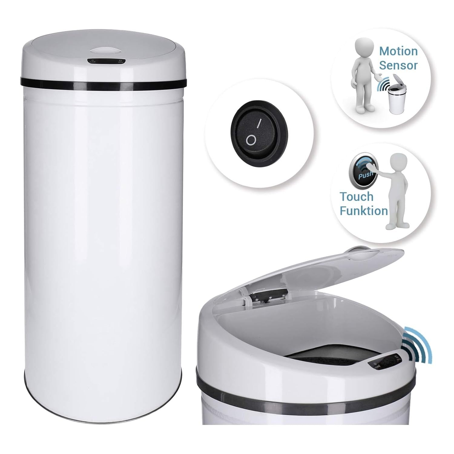 50L Automatic Sensor Kitchen Bin Touchless Soft Close White