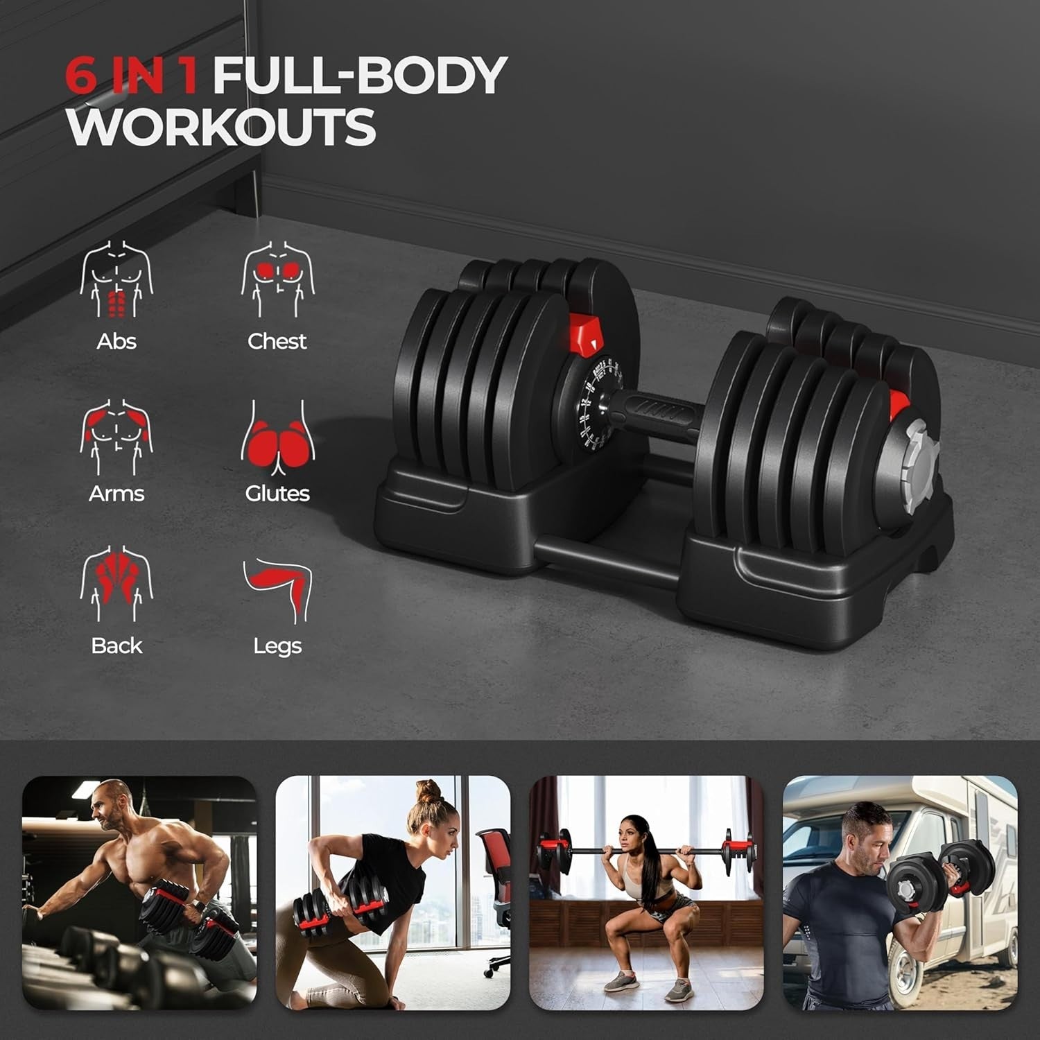 Adjustable Dumbbell Barbell 2 in 1 40KG Quick Adjust Home Gym