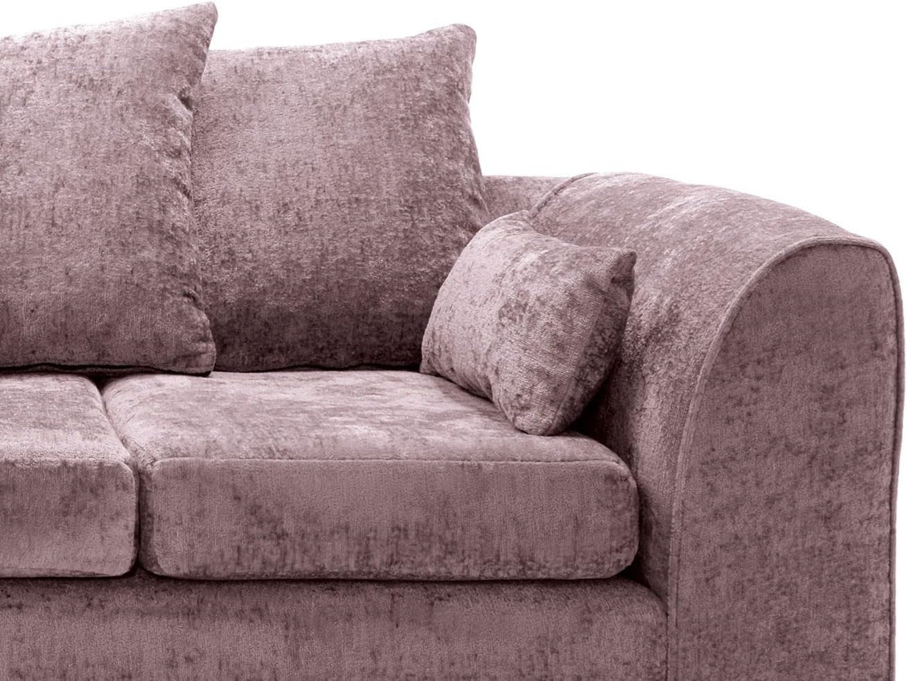 Modern Pink L-Shaped Corner Sofa 5-Seater Crushed Chenille Couch