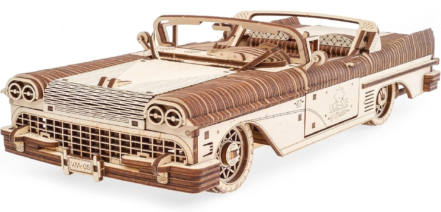 3D Vintage Car Model Kit with Working V8 Engine – Self-Propelled Puzzle