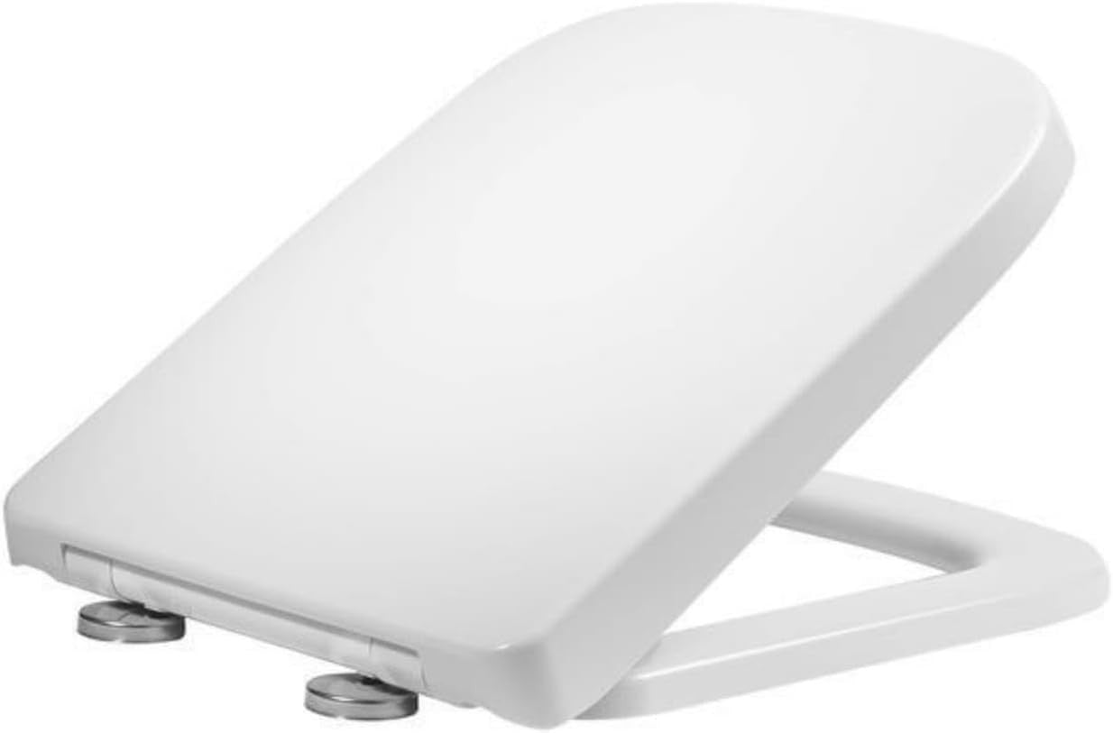 Square Soft Close Toilet Seat Quick Release Adjustable Hinges 42x36cm White