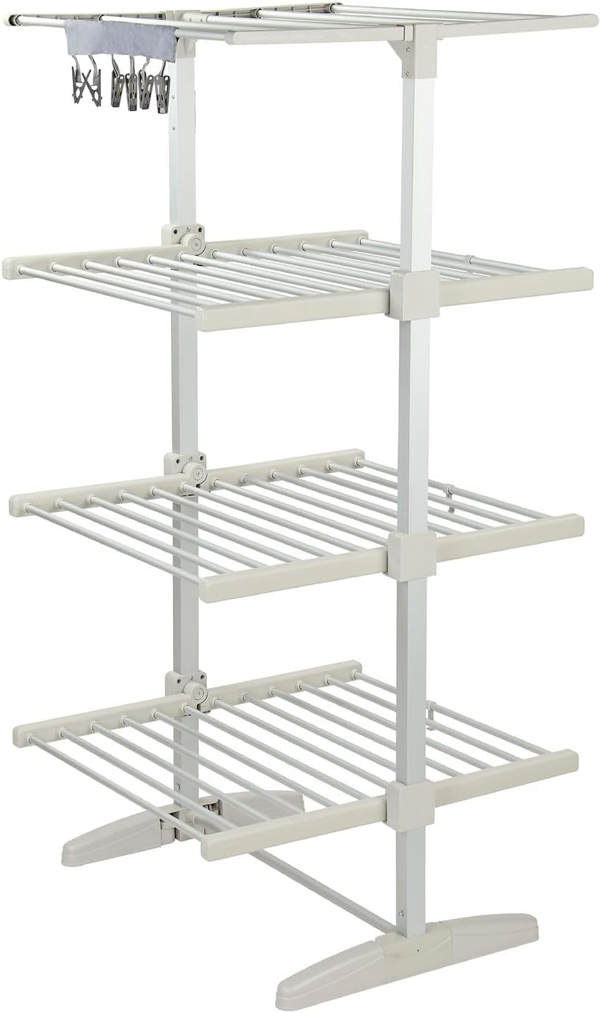 4 Tier Heated Clothes Airer Electric Indoor Drying Rack 36 Rails Timer 330W