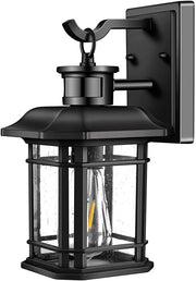 Modern Outdoor Wall Light with Motion Sensor, Waterproof Porch Lamp, Black