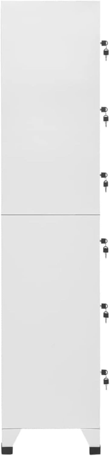 6 Door Grey Metal Locker Cabinet Lockable Steel Storage Cupboard Office Gym
