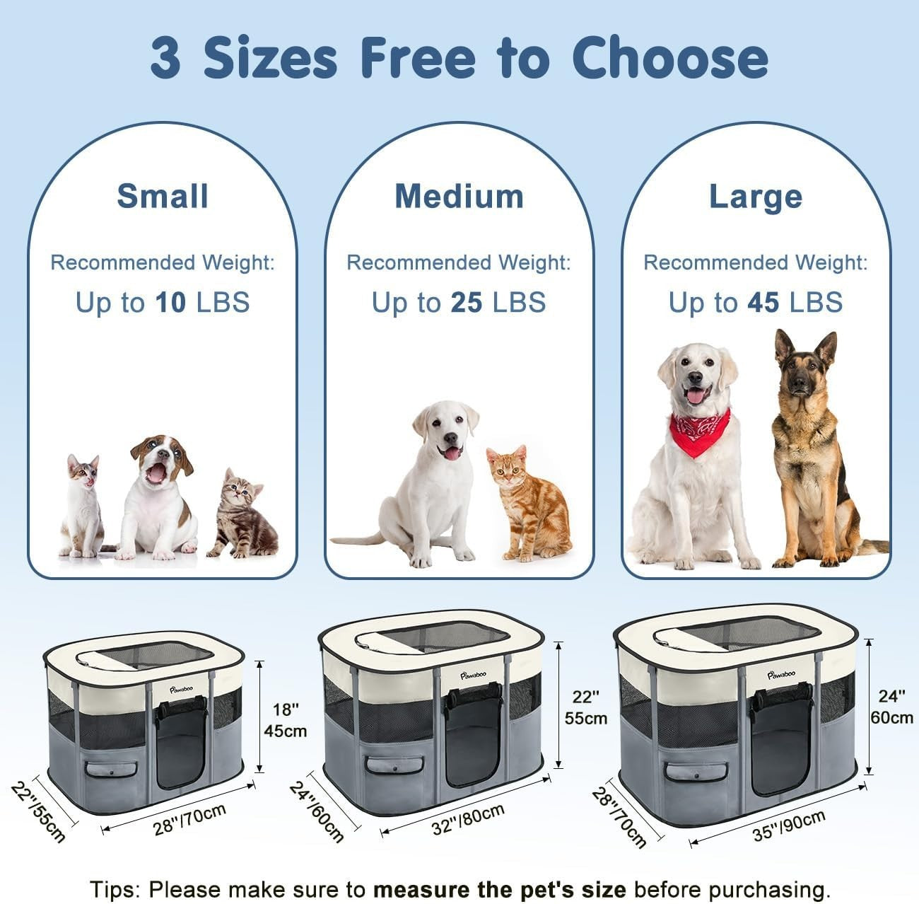 Foldable Portable Pet Playpen 90x70x60cm Waterproof Indoor Outdoor Cage
