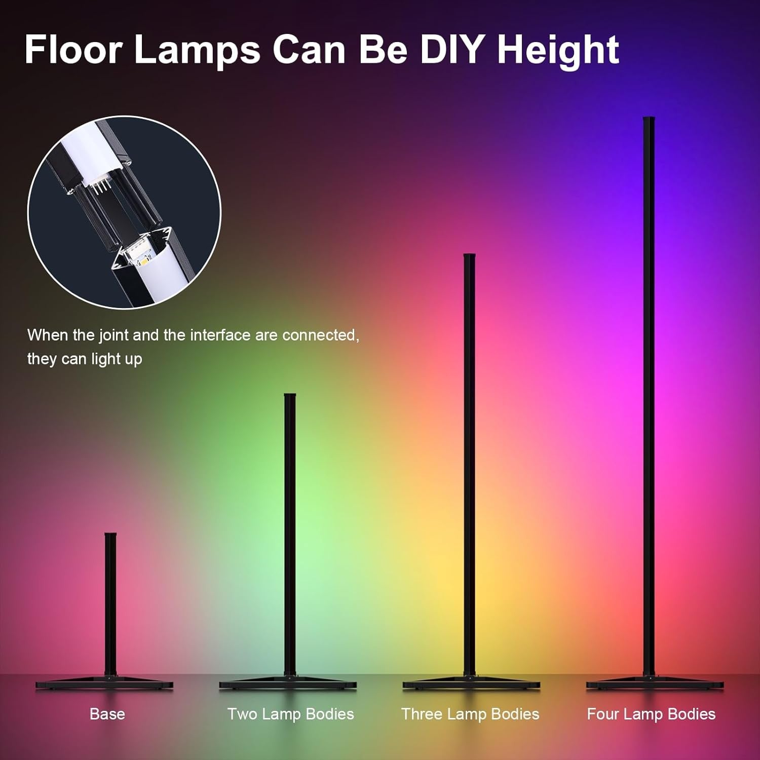 RGB LED Corner Floor Lamp 2 Pack App Remote Music Sync Ambient