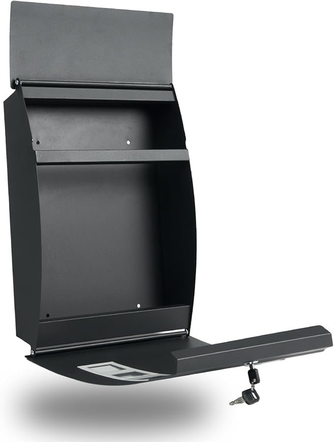 Waterproof Wall Mounted Mailbox Outdoor Lockable Steel Post Box 32x10x45cm