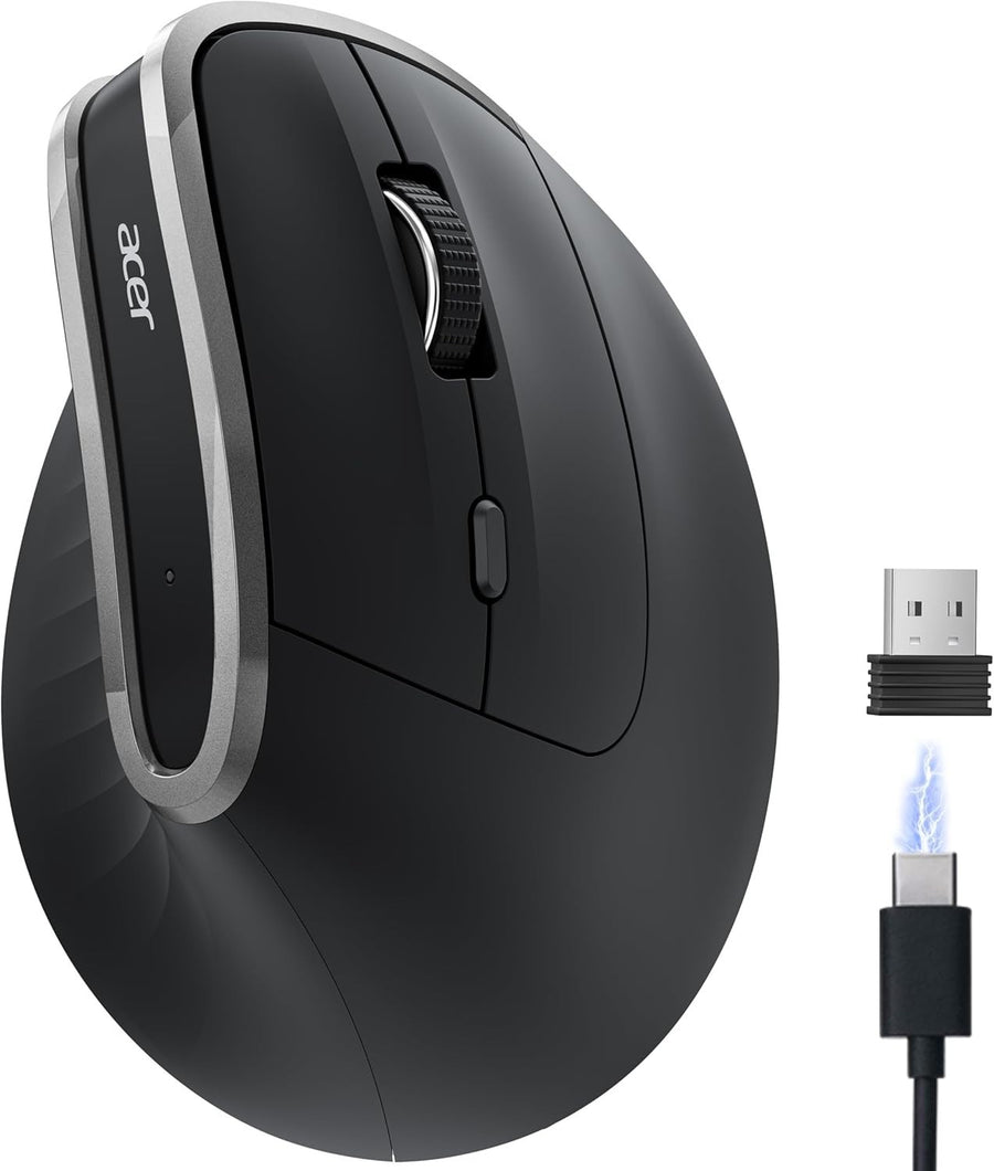 Vertical Ergonomic Wireless Mouse Rechargeable 6 Button 1600 DPI