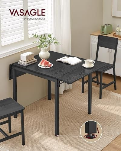 Space-Saving Folding Drop Leaf Dining Table Extendable for 2-4 People