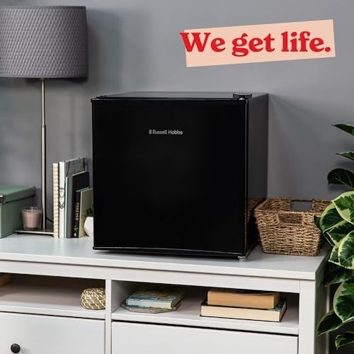43L Tabletop Mini Fridge Compact Black with Freezer & Reversible Door