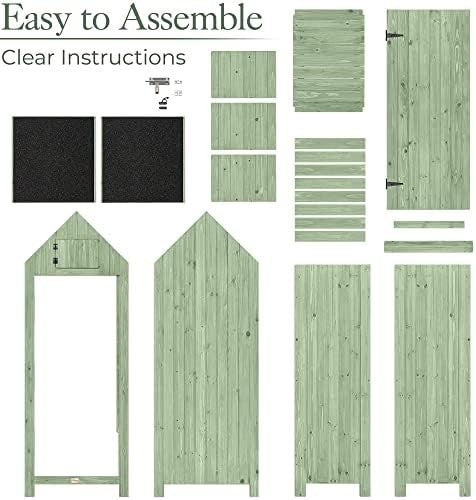 Tall Slim Wooden Garden Storage Shed 6ft Outdoor Utility Cabinet with Shelves