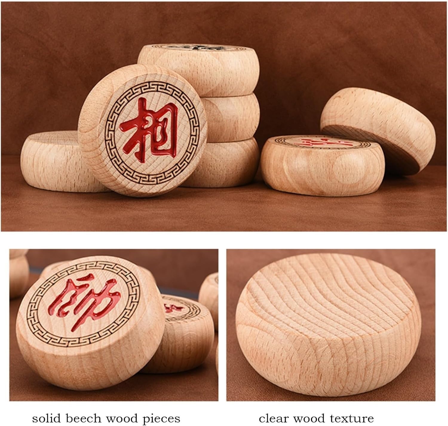Medium Beechwood Xiangqi Chinese Chess Foldable Travel Board Set