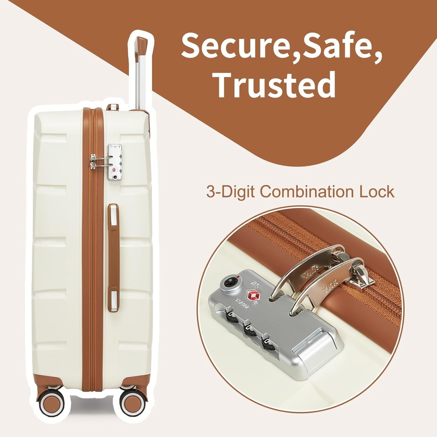 20” Cabin Suitcase for EasyJet Lightweight PP Hard Shell Spinner Wheels TSA Lock