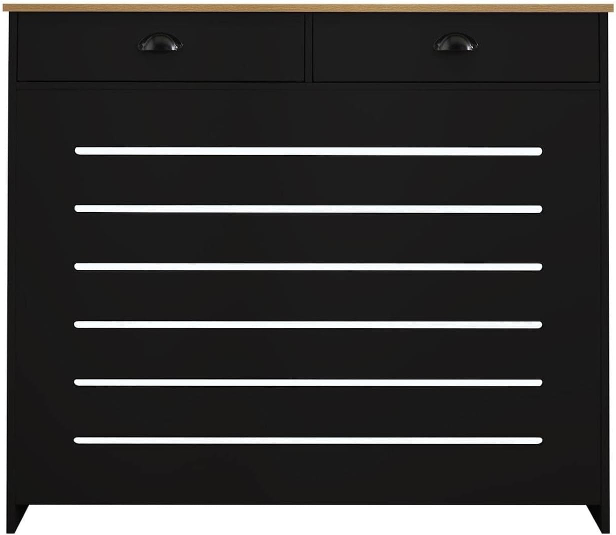 Modern Black Radiator Cover Cabinet with Storage Drawers MDF Unit