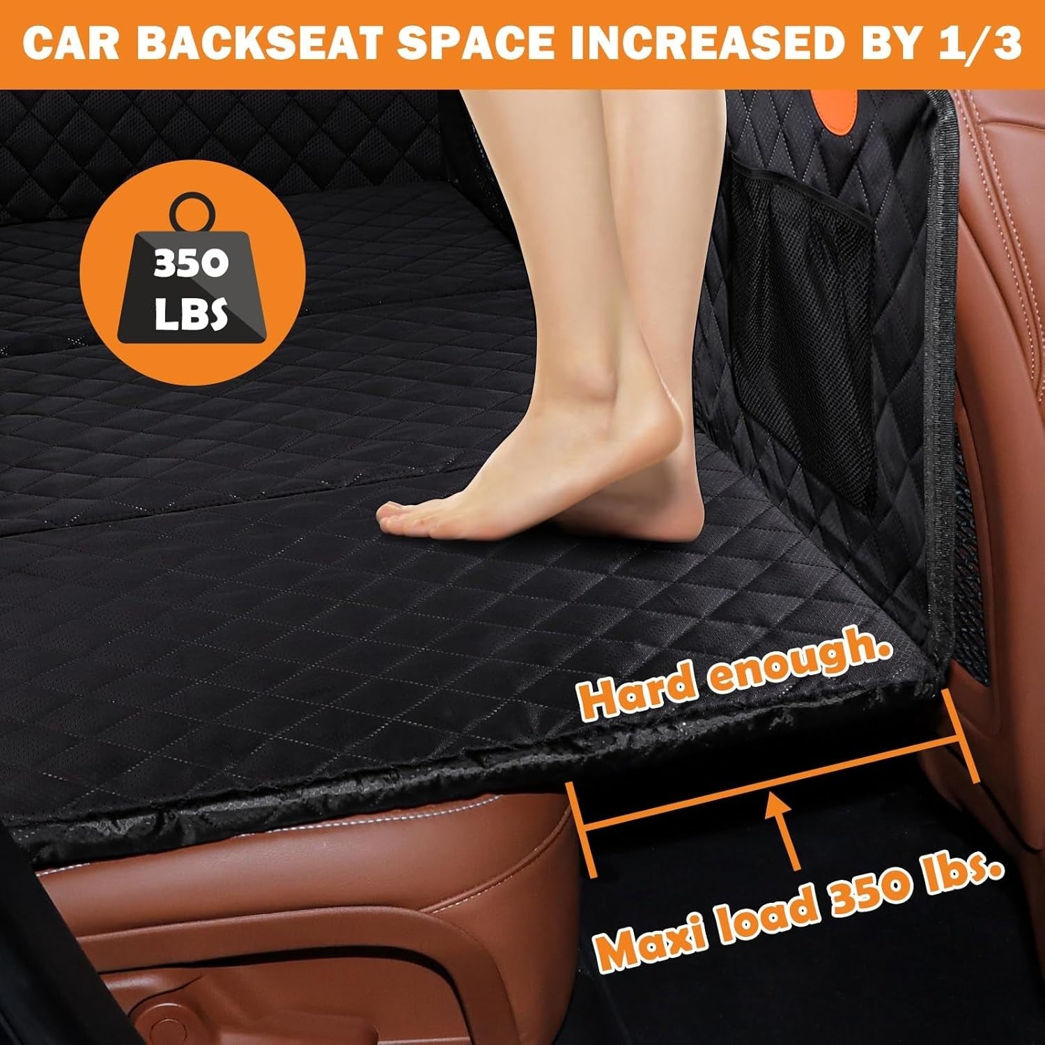 Dog Back Seat Extender Car Bed Waterproof Hard Bottom Non Slip Cover
