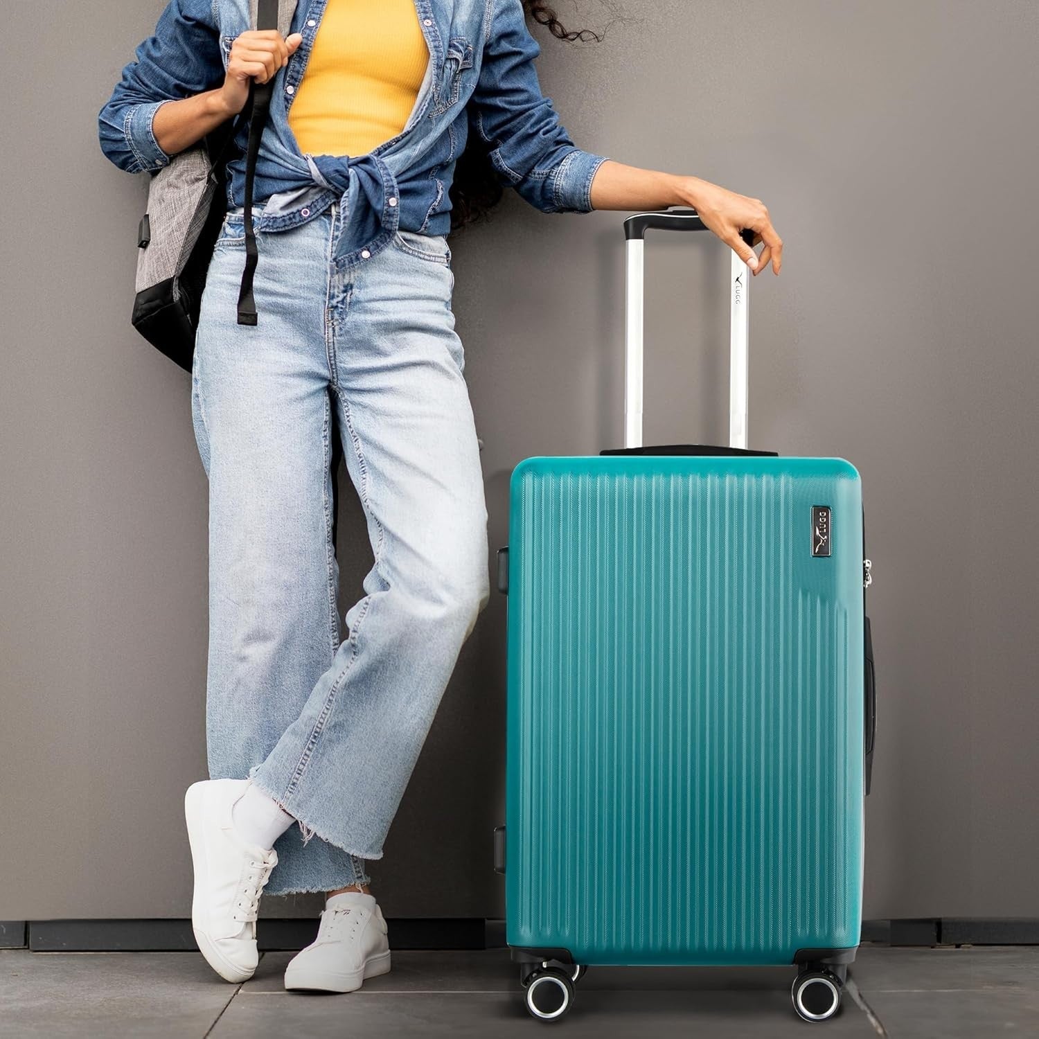 24in Medium Check In Suitcase ABS Hard Shell TSA Lock 360 Spinner Wheels