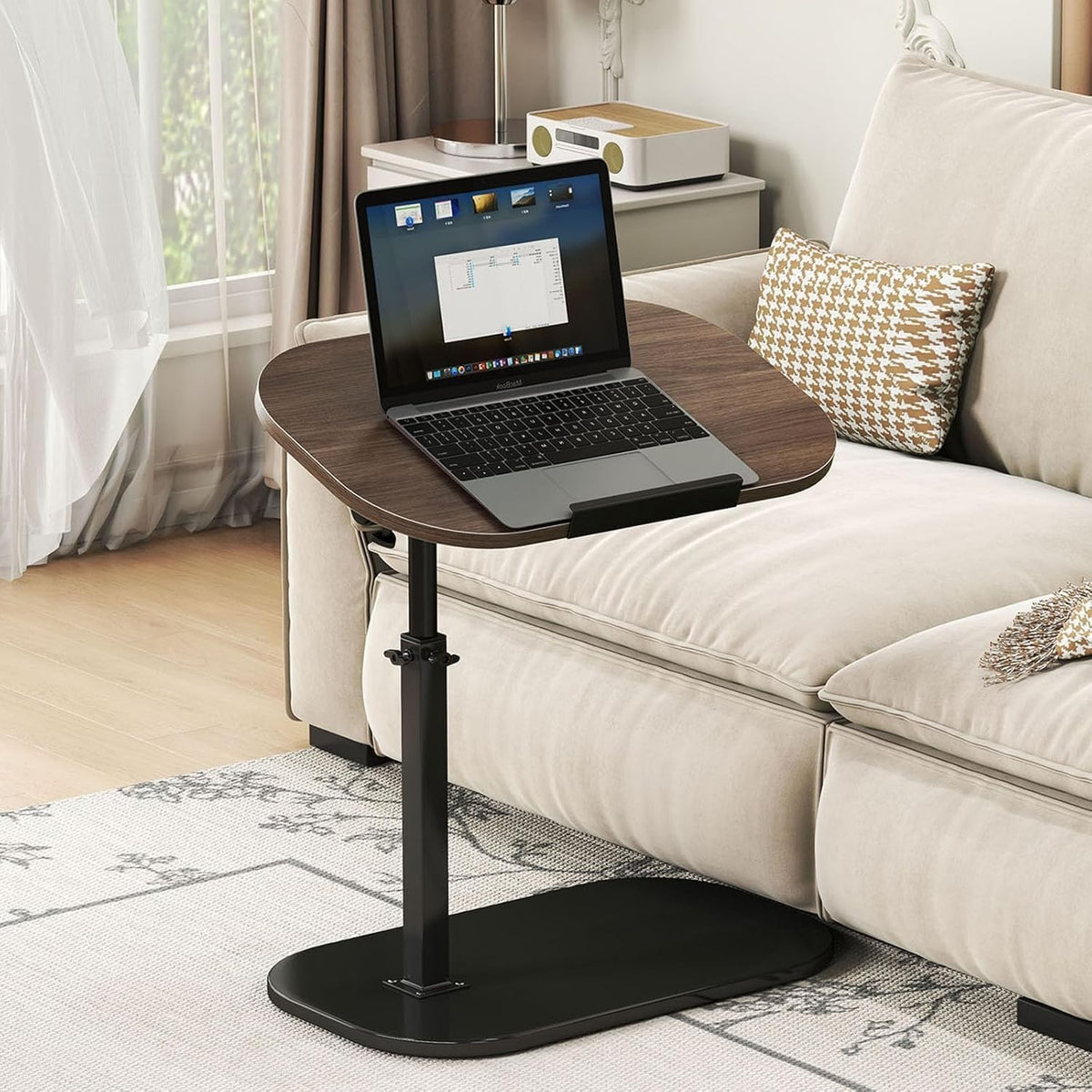 C Shaped Side Table Swivel Laptop Desk Height Adjustable Sofa Bedside Table