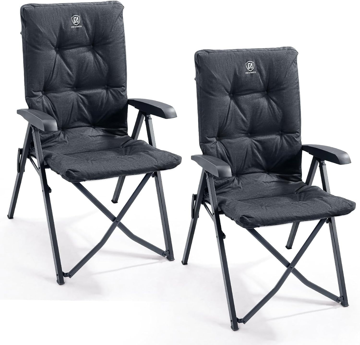 Heavy Duty Folding Camping Chairs 2 Pack | Comfortable High Back Design