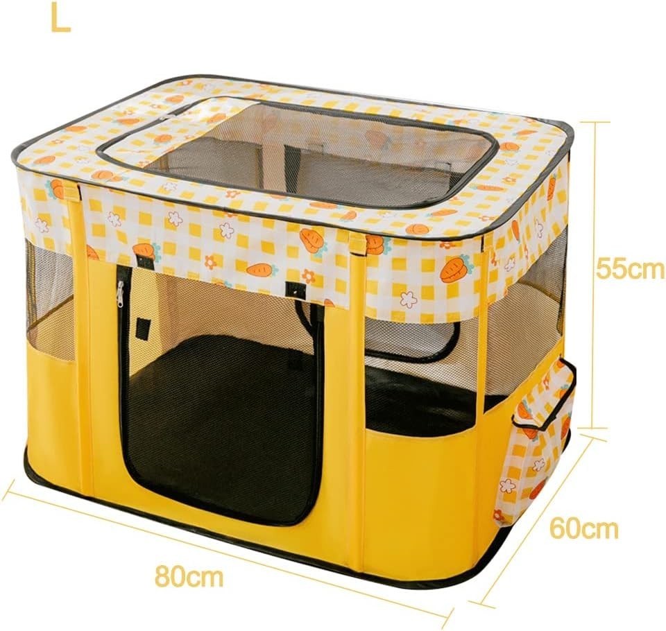 Portable Foldable Pet Playpen Indoor Outdoor Dog Cat Tent Kennel Yellow