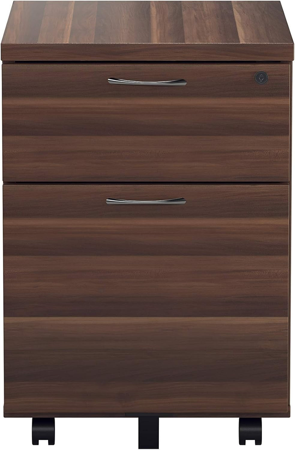 Lockable 2 Drawer Mobile Filing Cabinet Pedestal Office Storage Dark Walnut