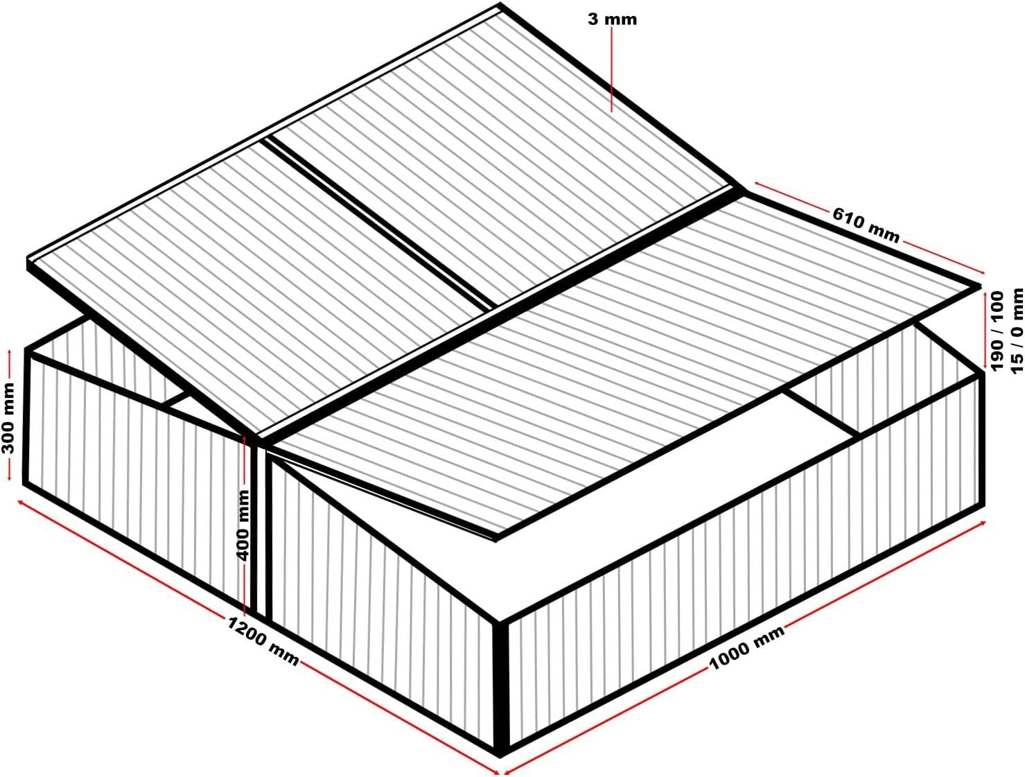 Aluminium Cold Frame Greenhouse 100x120x40cm Double Roof Polycarbonate