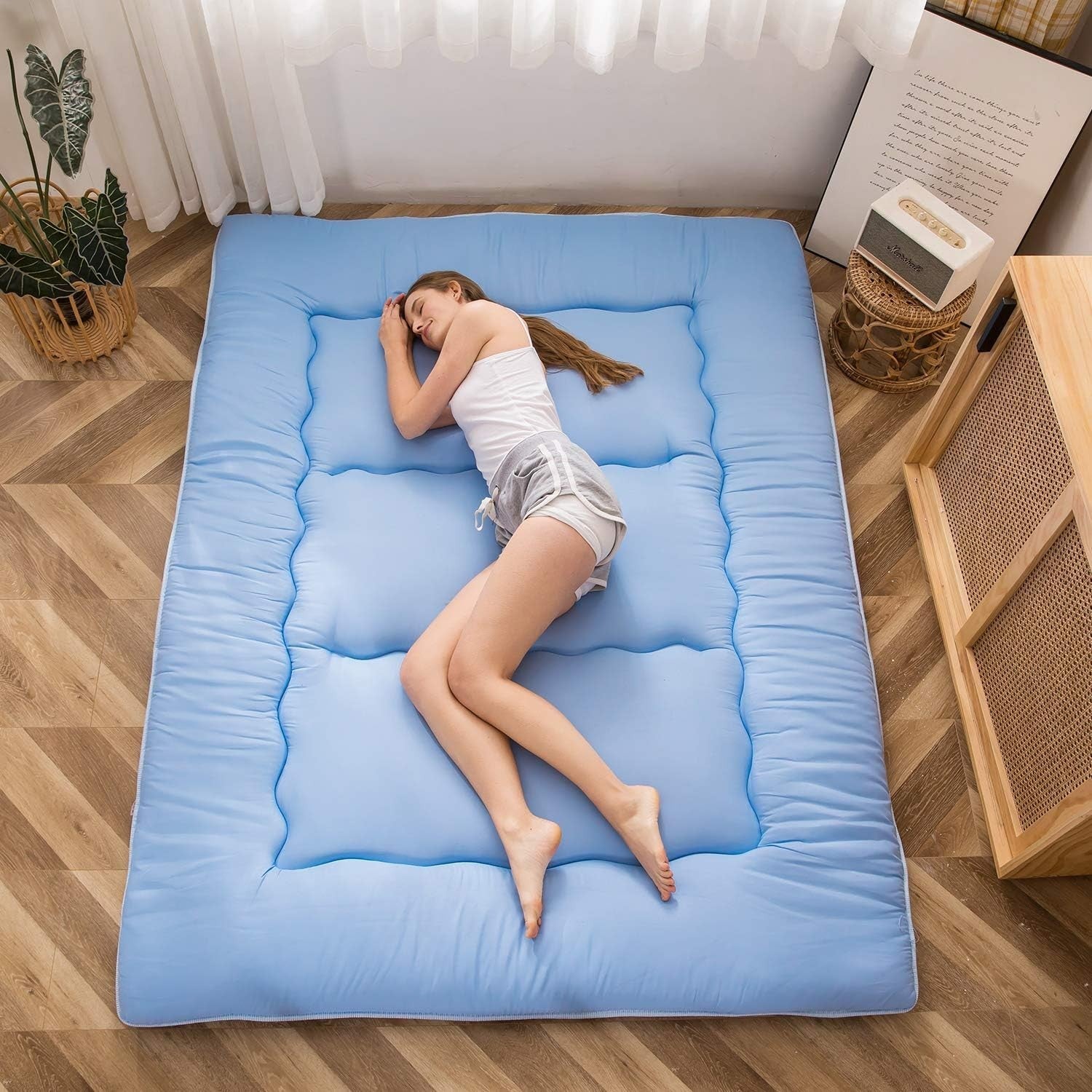 Dusty- Double Foldable Futon Mattress | Thick Tatami Sleep Pad, Portable Lounger