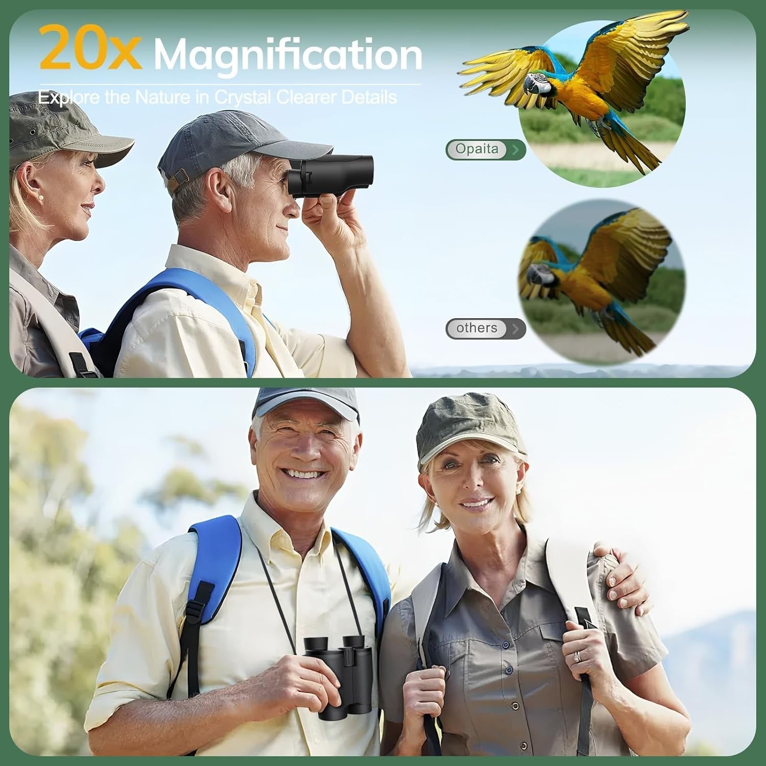 20x32 High Power Compact Binoculars Portable Wide View HD Travel Outdoor