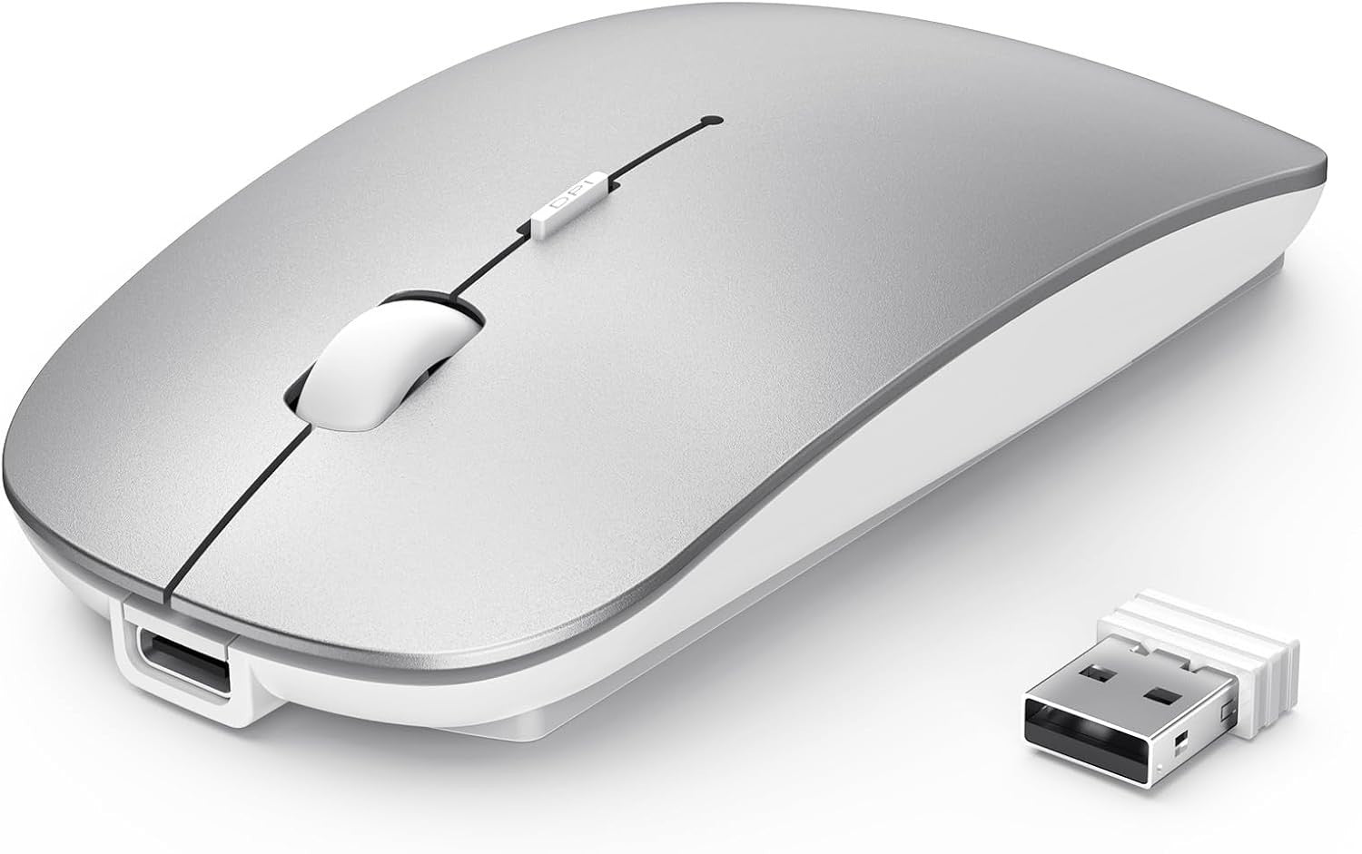 Silent Bluetooth Mouse Slim Rechargeable 4800 DPI USB Wireless