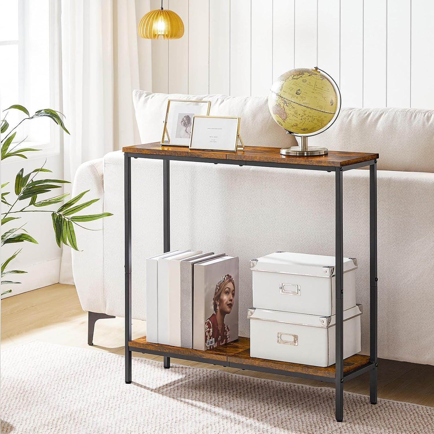 Slim 2-Tier Console Table with Storage Shelf for Hallway & Living Room