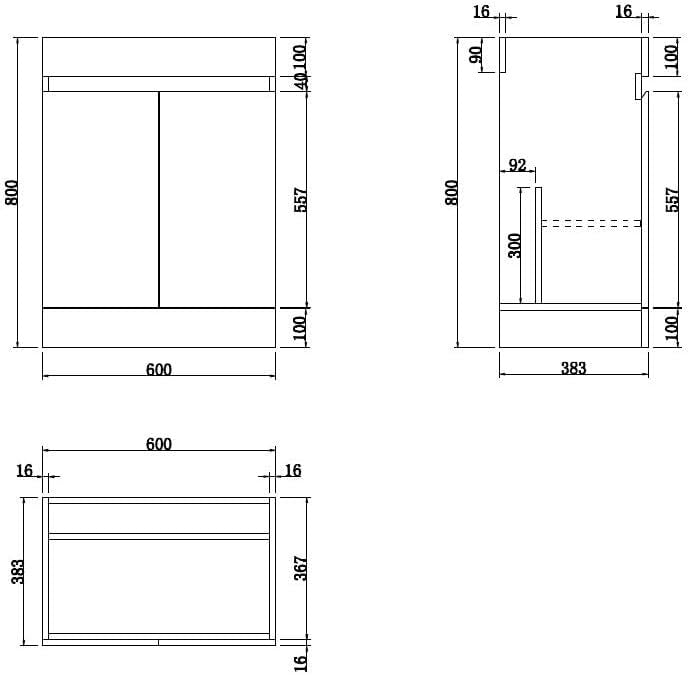 Charcoal Grey 600mm Bathroom Vanity Unit with Basin | Modern Sink Storage Cabine