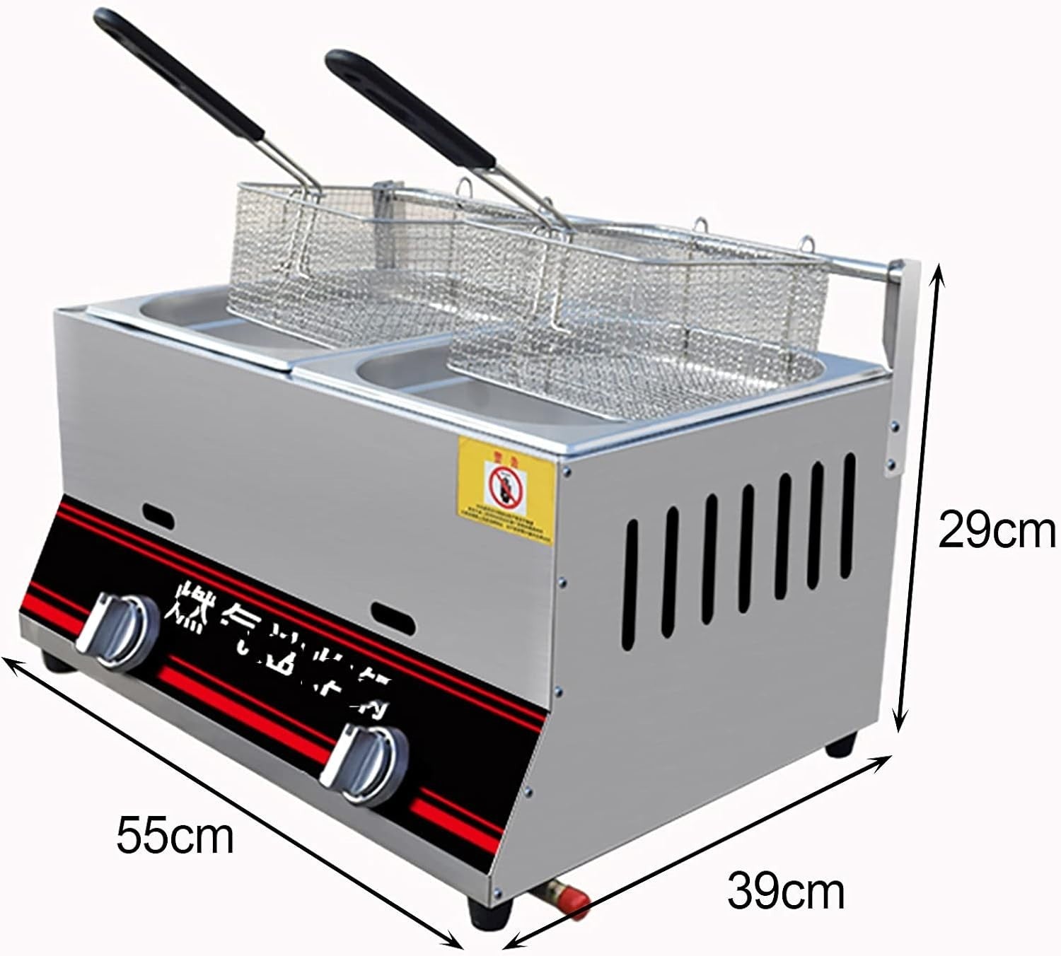 LPG Gas Countertop Deep Fryer Stainless Steel 6L / 12L Commercial