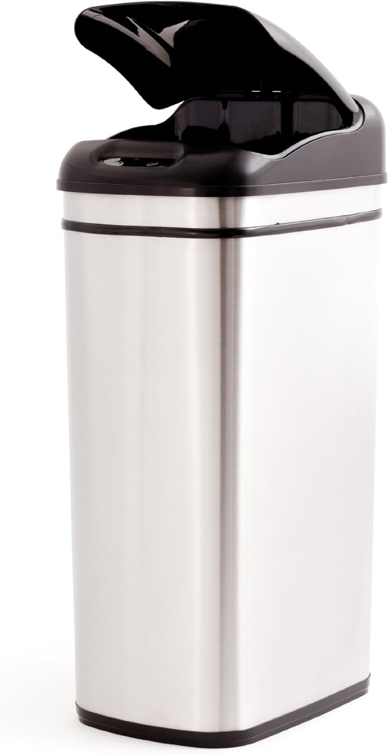 50L Touchless Sensor Kitchen Bin Slim Stainless Steel Auto Lid