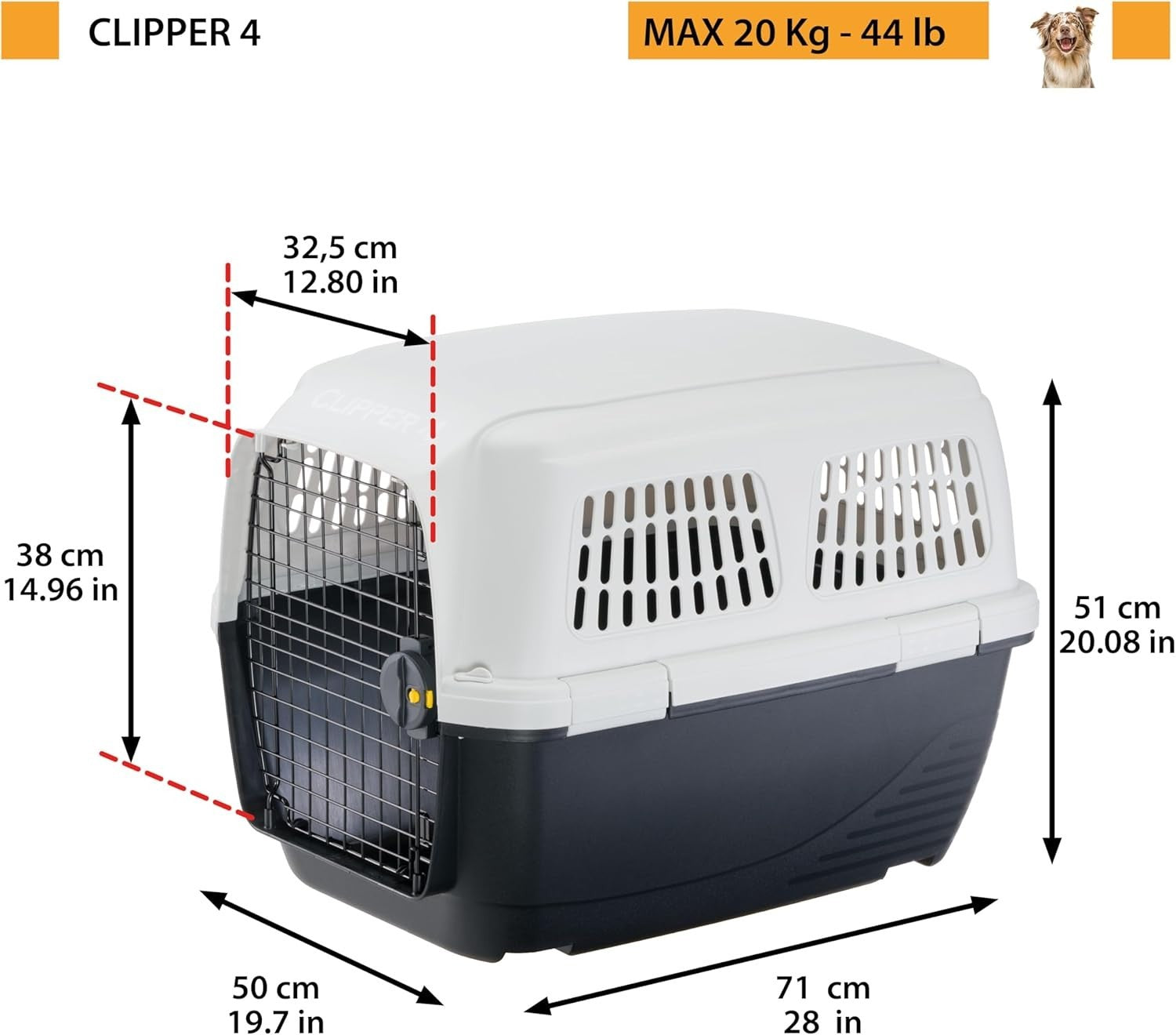 Medium Dog Travel Carrier 71x50x51cm IATA Approved Airline Pet Crate