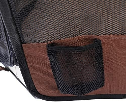 Foldable Pet Playpen with Carry Bag, Portable Puppy Tent Indoor Outdoor Brown