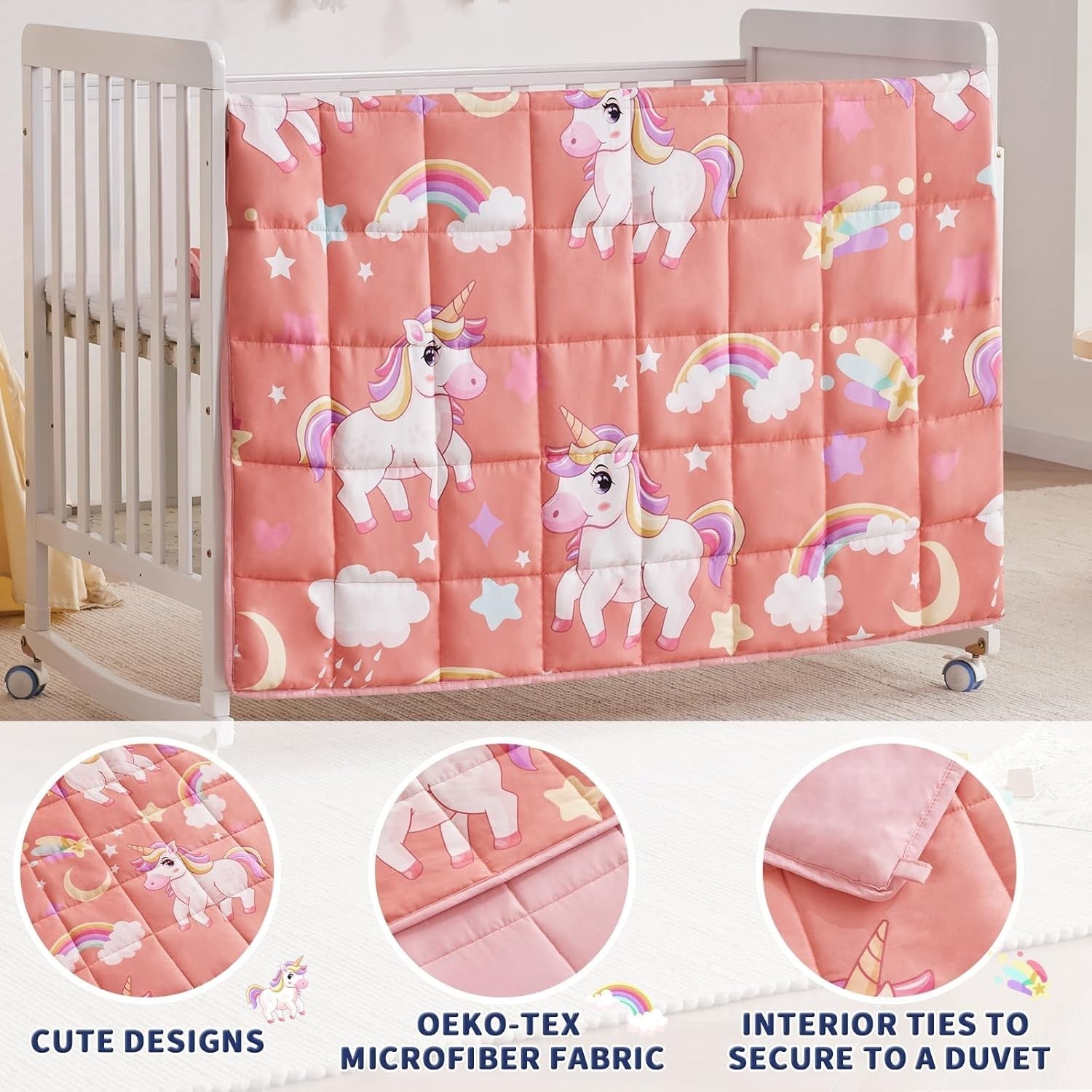 Kids Weighted Blanket 10lbs 40x60 Red Unicorn Soft Cooling Throw