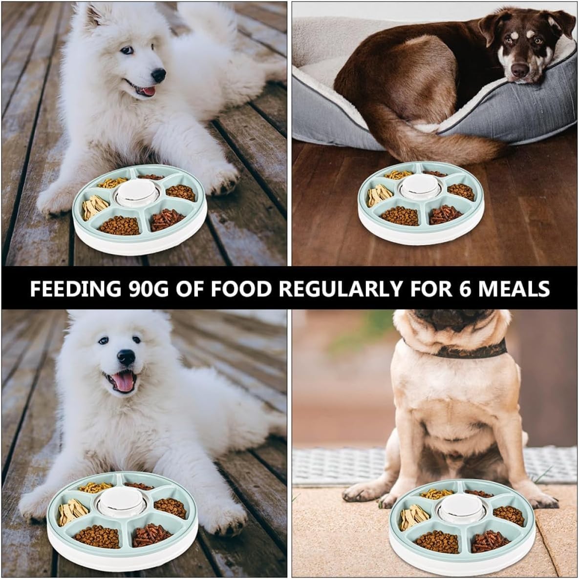 Automatic Pet Feeder 6 Meal Timer Food Dispenser Anti Slip Feeding Bowl